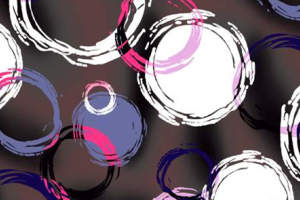 抽象手绘圆环面料印花素材，适用于服装印花设计与数码印染