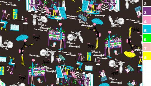 复古插画风面料印花素材,适用于服装印花设计的创意图案