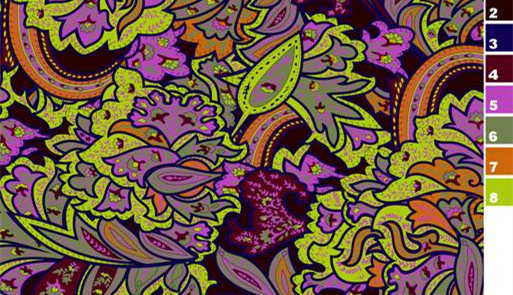 复古迷幻风面料印花素材,适用于服装印花设计的高清花型图