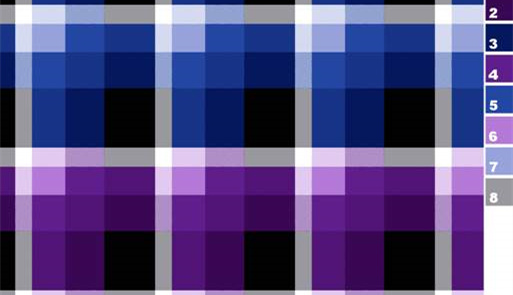 蓝紫格纹像素风面料印花素材,适用于休闲服装印花设计