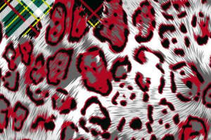 红黑豹纹面料印花素材图，适用于服装印花设计与数码印制