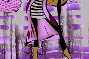 紫色抽象条纹面料印花素材，适用于时尚服装印花设计