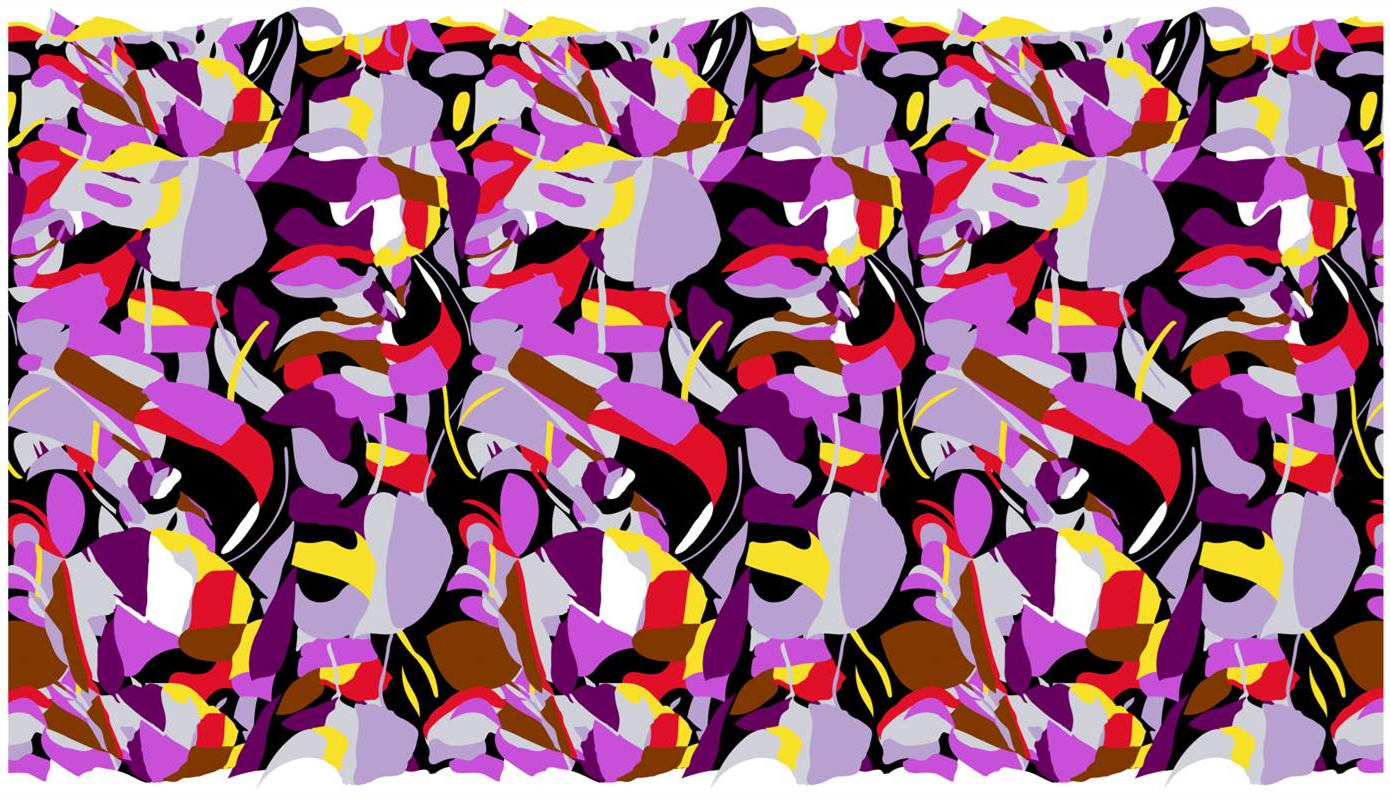 抽象花卉面料印花素材,适用于服装印花设计的高饱和度图案