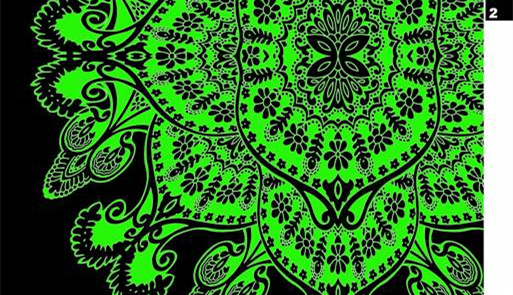 荧光绿曼陀罗花纹面料印花素材,适用于服装印花设计