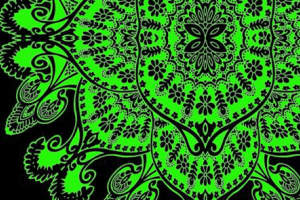 荧光绿曼陀罗花纹面料印花素材，适用于服装印花设计