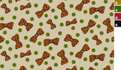 复古豹纹蝴蝶结面料印花素材,适用于儿童服装印花设计