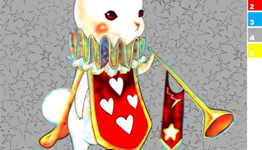 复古宫廷风兔子吹号手面料印花素材,适用于服装印花设计