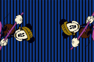 复古像素风米奇主题面料印花素材，适用于潮牌服装印花设计