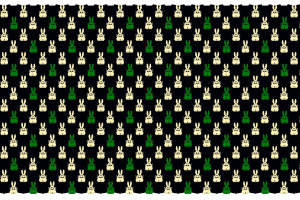 简约兔子几何排列面料印花素材，适用于儿童服装与休闲服饰设计