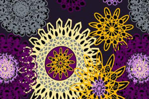 复古几何花卉面料印花素材，适用于服装印花设计与数码印染