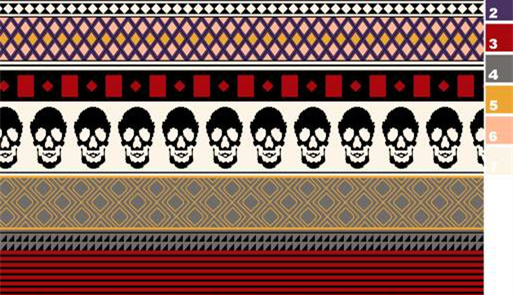 民族风骷髅几何图案面料印花素材,适用于服装印花设计