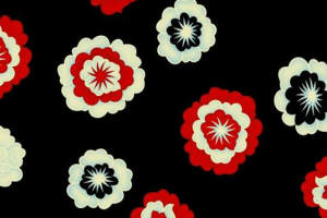 经典红白黑三色花卉面料印花素材，适用于服装印花设计