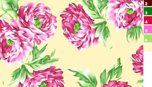 复古粉牡丹面料印花素材,适用于服装印花设计与数码印染