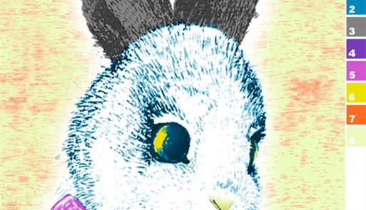 手绘风兔子头像面料印花素材,适用于儿童服装印花设计