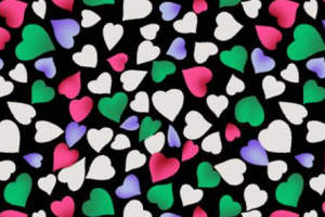 多彩爱心满版印花面料素材，适用于服装印花设计与定制