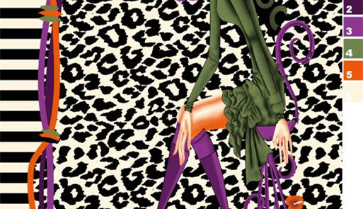 豹纹拼接抽象藤蔓图案面料印花素材,适用于时尚服装印花设计