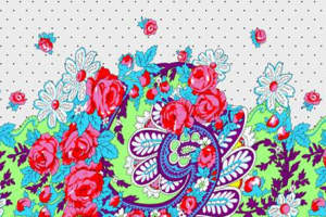 复古花卉与佩斯利纹样结合的服装印花素材，适用于面料印花设计