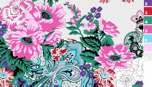 复古花卉与佩斯利纹样结合的服装印花素材,适用于春夏女装面料印花设计