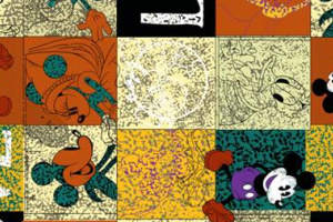 复古拼贴风面料印花素材，适用于T恤与童装服装印花设计