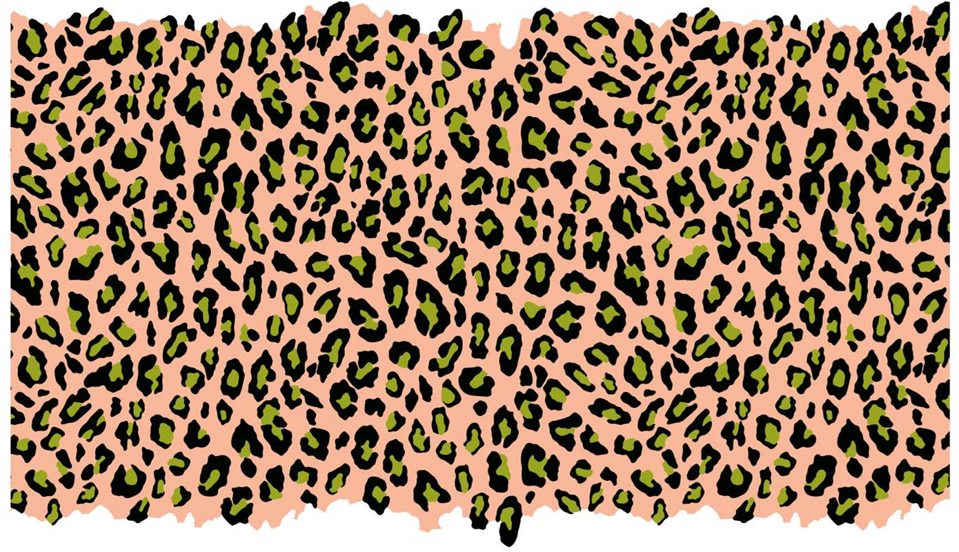 复古绿黑豹纹面料印花素材,适用于服装印花设计与数码印染