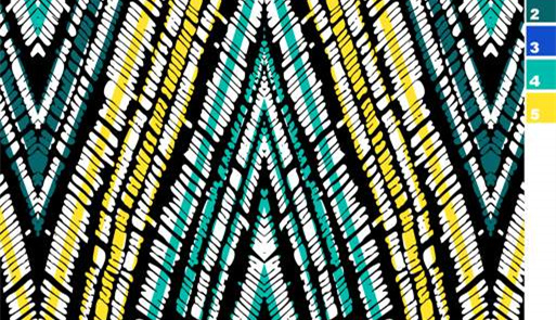 几何波浪纹面料印花素材,适用于服装印花设计的高对比度图案