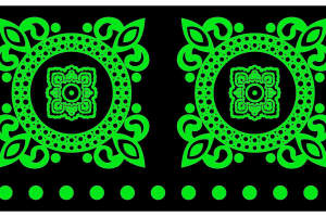 复古对称几何花型面料印花素材，适用于服装印花设计