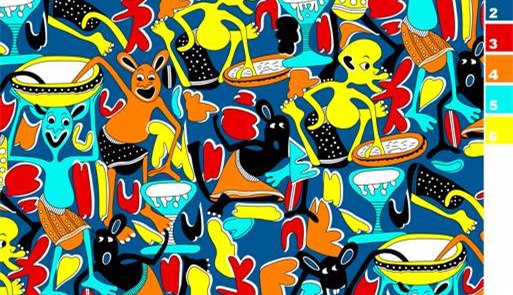 活力波普风面料印花素材,适用于T恤与童装服装印花设计