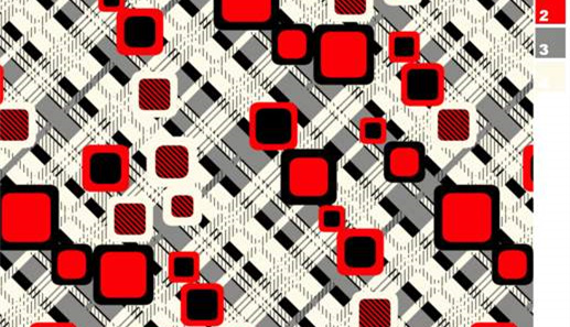 几何红黑格纹面料印花素材,适用于现代休闲服装印花设计