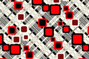 几何红黑格纹面料印花素材，适用于现代休闲服装印花设计