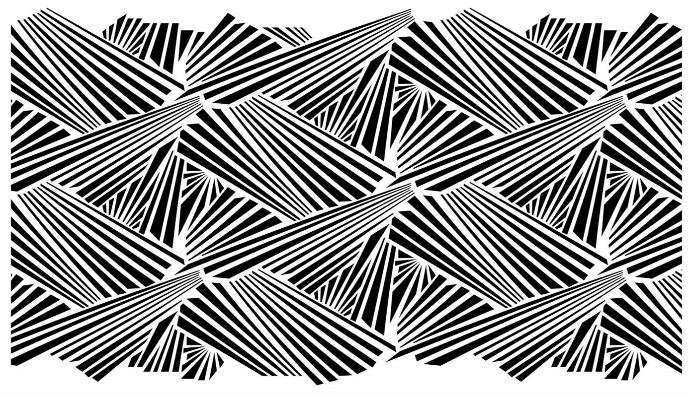 黑白几何线条面料印花素材,适用于现代简约服装印花设计