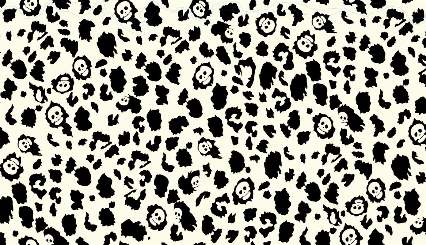 骷髅头豹纹风面料印花素材,适用于潮牌服装印花设计