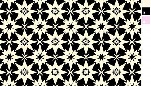 黑白几何星芒面料印花素材,适用于服装印花设计的高对比度图案