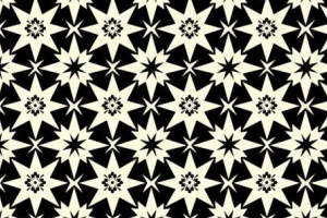 黑白几何星芒面料印花素材，适用于服装印花设计的高对比度图案