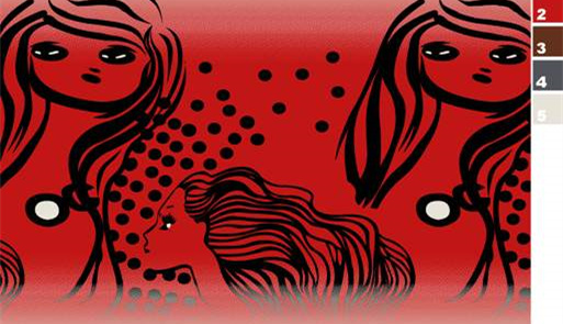 红黑撞色插画风面料印花素材,适用于服装印花设计