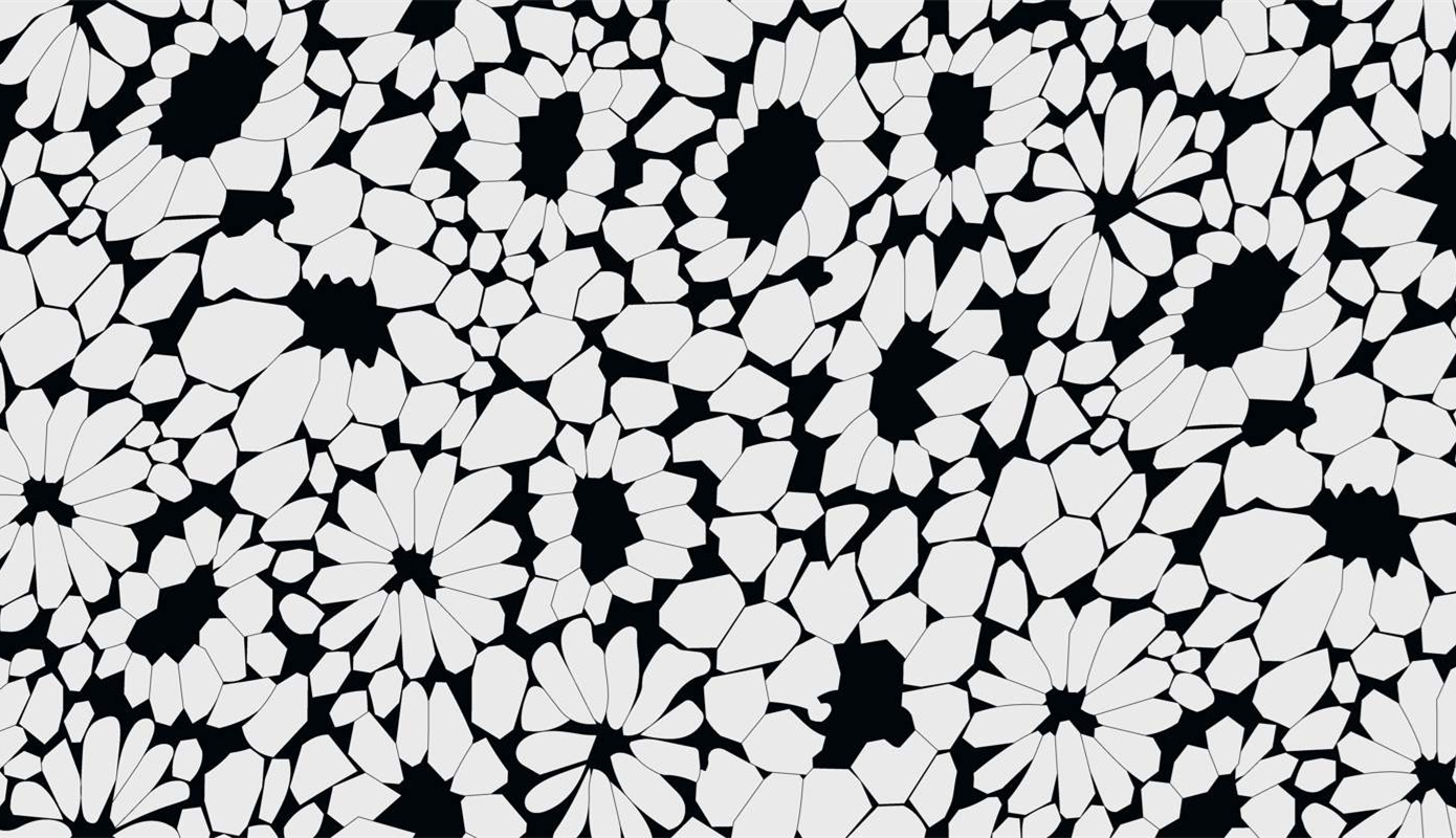 黑白几何碎花面料印花素材,适用于服装印花设计的高对比度花型图