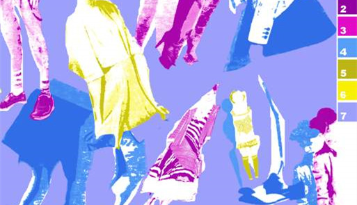 抽象撞色人物剪影面料印花素材,适用于潮流服装印花设计