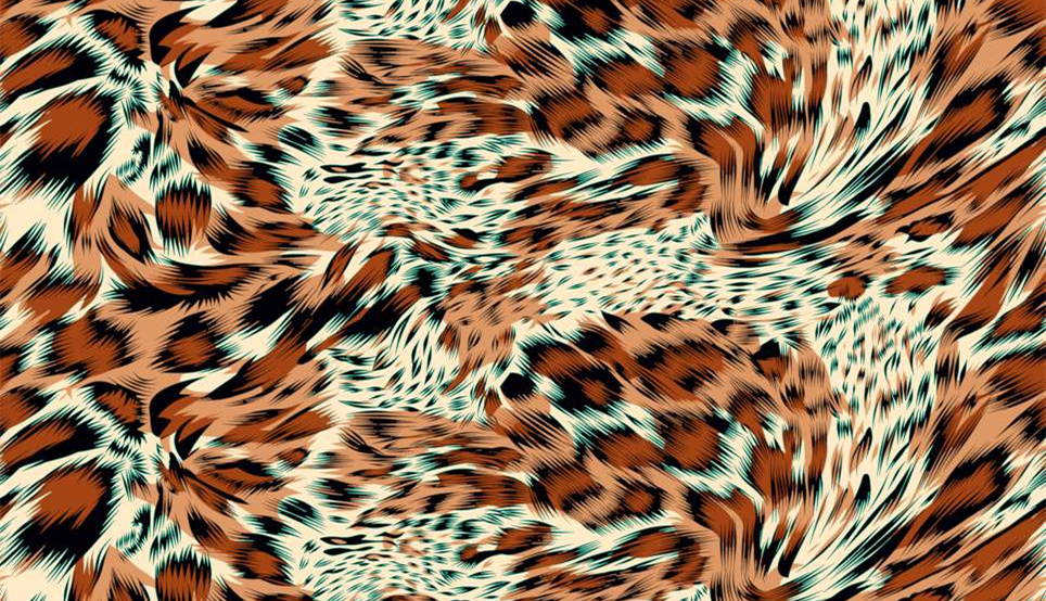 复古豹纹与斑点融合面料印花素材,适用于服装印花设计