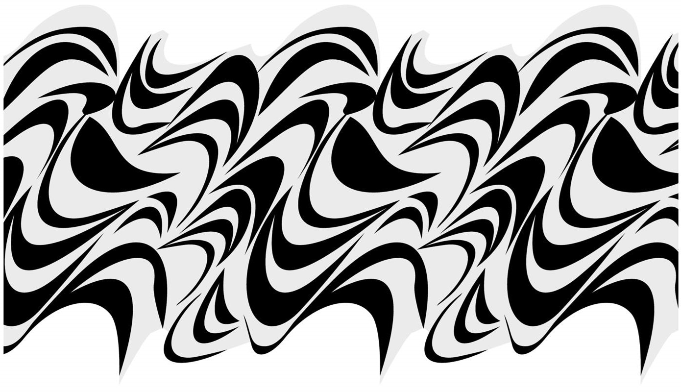 黑白流线型抽象花型面料印花素材,适用于服装印花设计