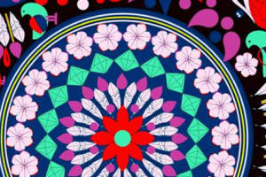 民族风几何花卉面料印花素材，适用于服装印花设计与数码印制