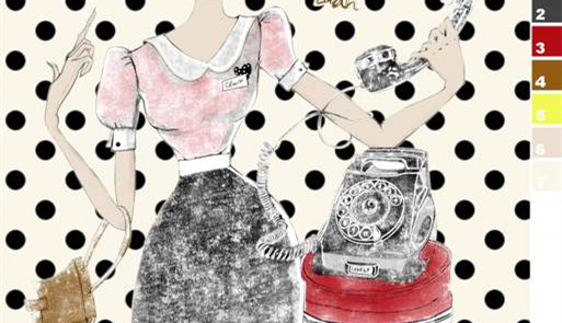 复古波点手绘风面料印花素材,适用于女装服装印花设计