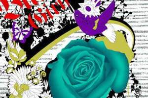 复古手绘风面料印花素材，适用于服装印花设计的创意花型图