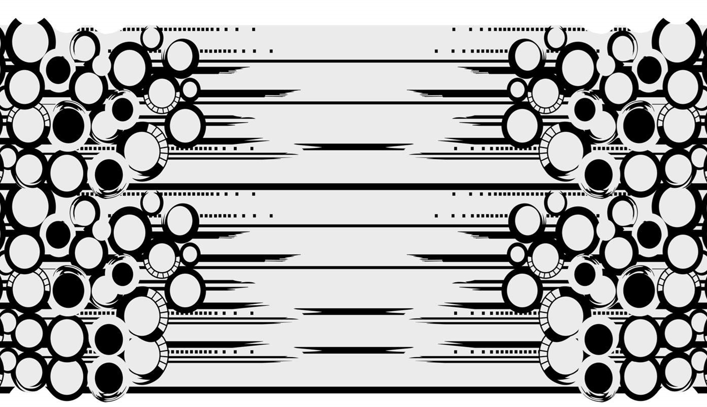 黑白几何圆环纹理面料印花素材,适用于现代简约服装印花设计