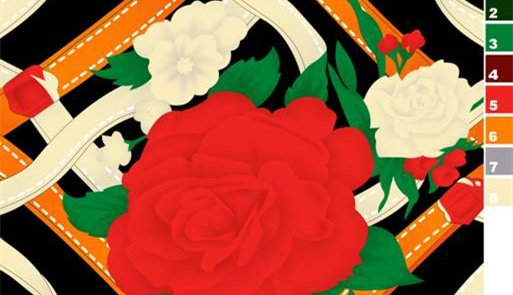 复古撞色玫瑰藤蔓面料印花素材,适用于服装印花设计