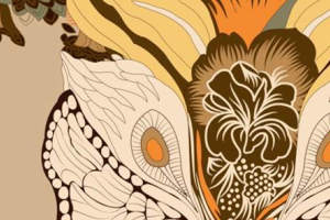 复古手绘风面料印花素材，适用于服装印花设计的精美花型图