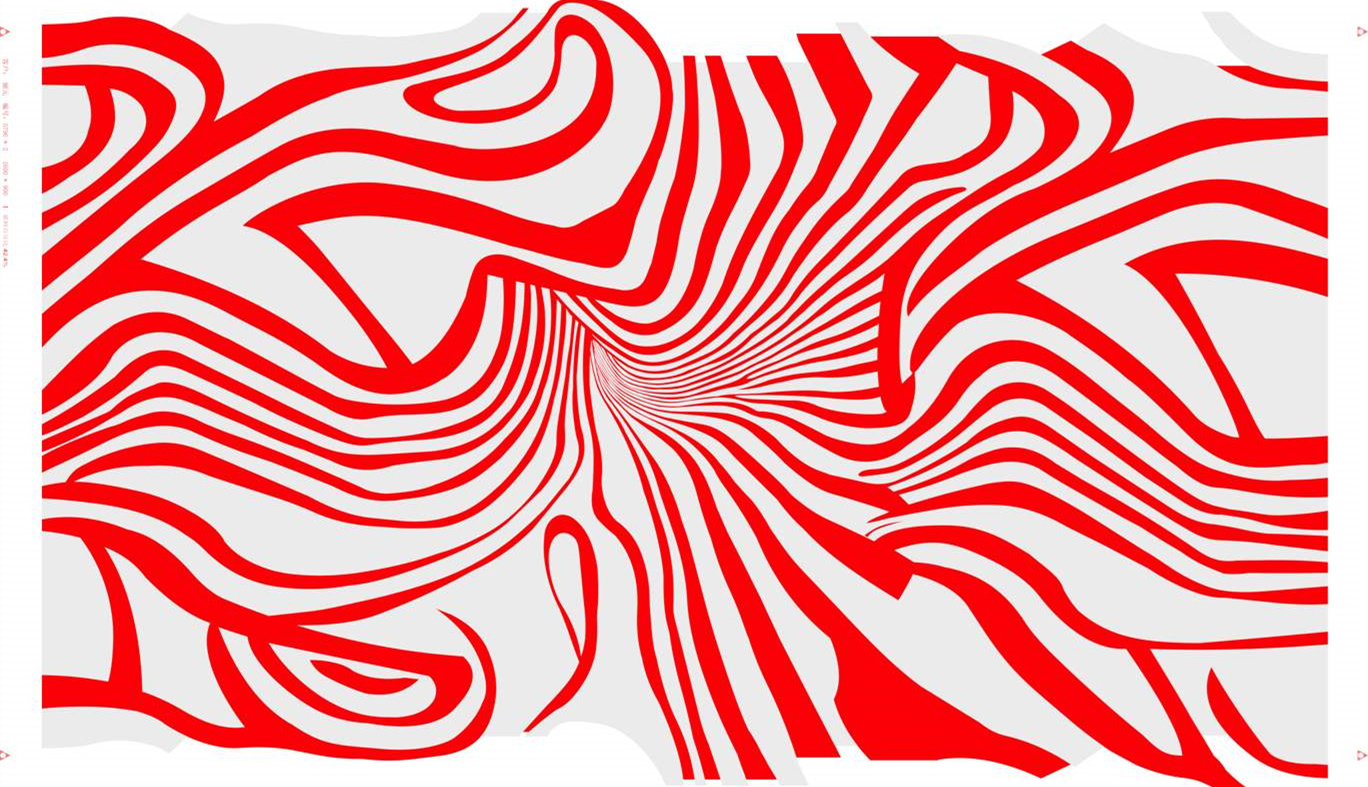 红白流线动感面料印花素材,适用于运动风服装印花设计