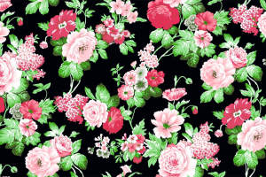 复古玫瑰花卉面料印花素材，适用于服装印花设计与数码印染