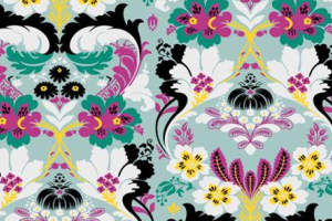 复古巴洛克风面料印花素材，适用于服装印花设计的高清对称花型图案