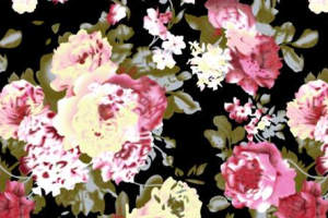 复古玫瑰花卉面料印花素材，适用于服装印花设计与数码印染