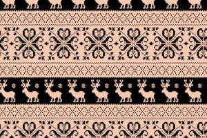 北欧风鹿纹与几何心形组合面料印花素材，适用于服装印花设计