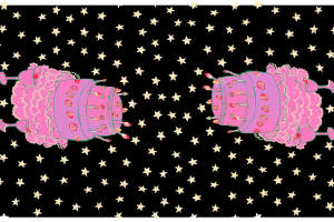 梦幻蛋糕星空图案面料印花素材，适用于服装印花设计